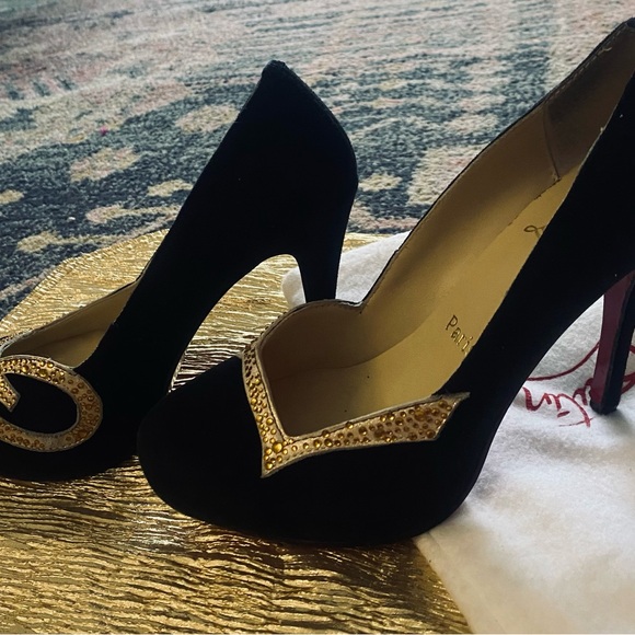 CHRISTIAN LOUBOUTIN LOVE 100 SUEDE/STRASS BRONZE RHINESTONE PUMPS SZ 39